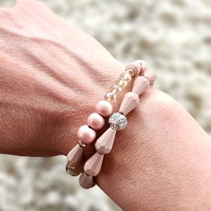 Blush Pink Beaded Bracelets, Boutique